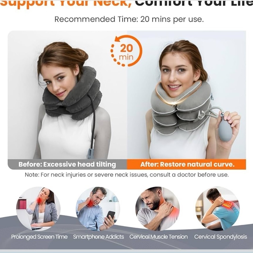 NWT Neck stretcher with neck brace color gray - Picture 2 of 11